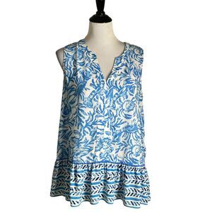 Lilly Pulitzer Blue and White Bell Sleeve Tunic